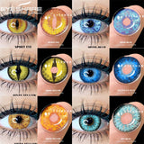 Gaeaspace  -   1 Pair Halloween Colorful Contact Lenses Anime Cosplay Eye Lenses Multicolored Lenses Blue Eye Lenses Yellow Lenses