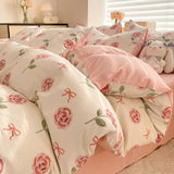 Gaeaspace  -  Comforter Set Duvet Cover French Style Wash Cotton Seersucker Summer Soft Bed Sheet Set  Bedding Set Quilt Cover