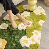 Gaeaspace  -  Fluffy Floor Small Flower Bathroom Mat Strong Absorbent Rug Household Stain Resistant Carpet Bathmate Bedroom Living Room Carpet