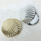 Gaeaspace  -  Shell Shaped Double Sided Makeup Mirror, Silver and Gold Shell Mirror, 1X/2X Folding Hand Mirror