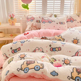 Gaeaspace  -  Winter Thick Warm Plush Comforter Cover Queen Bedding Sets Cartoon Quilt Cover Bed Sheet Pillowcase 4pcs Luxury Bed Linens