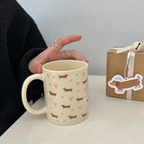 Gaeaspace  -  Cute Korean Coffee Cup Ceramic Mug Aesthetic Unique Cups Milk Water Mocha Espresso Tumbler Breakfast Cup Birthday Gift 350ml