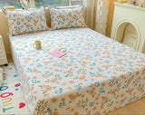 Gaeaspace  -  100% Cotton Bed Sheets Flower Printed Flat Sheet Cover Plaid Lattice Bedspreads Home Textile Without Pillowcase