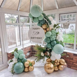 Gaeaspace  -  136pcs Dusty Green Blue Balloon Garland Arch Kit Sand White Beige Balloons for Boho Baby Bridal Shower Wedding Party Decorations