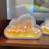 Gaeaspace  -  INS Handmade DIY Cloud Tulip Mirror Small Night Light INS Girl Heart Living Room Desktop Decoration Birthday Gift Holiday Gift