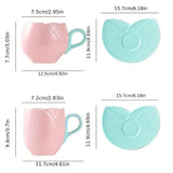 Gaeaspace  -  1set Tulip Cup and Saucer Flower-shaped Ceramic Coffee Mug and Plate Lovely Drink Cup Delicate Mug Kitchenware Gift for Friend