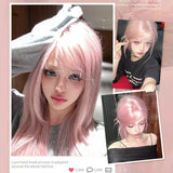 Gaeaspace  -  Spring/Summer New Wig Mint blue Green Pink Gold Forehead Lace Long Straight Hair Wig Female Full Headset  cosplay