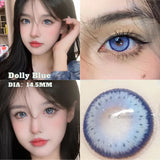 Gaeaspace  -   1 Pair Blue Colored Contacts Lenses with Myopia Diopter Yearly Natural Korean Colored Pupils for Eyes Fast Shipping