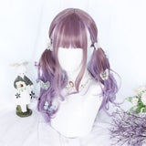 Gaeaspace  -  Fluffy Harajuku lolita pink purple mixed color bubble face curly wig Japanese soft girl long curly hair