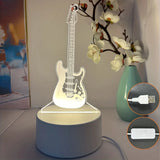 Gaeaspace  -  1pc 3D Stereo Night Light, Guitar Bedside Lamp, Acrylic Table Lamp, LED Warm White Desk Lamp