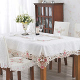 Gaeaspace  -  European Style Hollow Home Tablecloth Simple Luxury Pastoral Style Rectangular Tablecloth