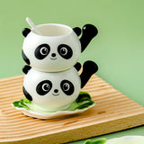 Gaeaspace  -  Creative Bamboo Panda Ceramic Teacup Cartoon Cute Bear Coffee Cup Couple Gift Dessert Milk Mug Home Water Mug Home Decoration