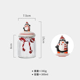 Gaeaspace  -  Christmas Candy Jar Glass Vertical Pattern Sealed Jar Gifts Snack Nut Chocolate Storage Box Food Grade Glass Storage Jar Bottle