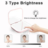 Gaeaspace  -  Compact Cosmetic Mirror Small Vanity Table Folding with Lights Handheld Mini Pocket Travel Makeup Mirror 2X magnifying for Gifts