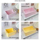 Gaeaspace  -  Cute Desktop Folding Storage Box Organizer Plastic Foldable Box Cosmetics Makeup Organize Storage Basket Toys Storage Box Kawaii