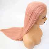 Gaeaspace  -  Pastel Pink Long Straight Synthetic Lace Front Wig Glueless Frontal Light Pink Colored Hair Lace Wigs for Women Party Cosplay