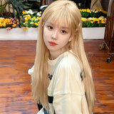 Gaeaspace  -  Blond Wig for Women Long Straight Wig with Bangs Lolita Cosplay Heat Resistant Hair for Festival Party Daily Wear Synthetic Wigs