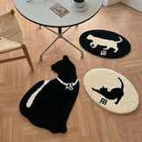 Gaeaspace  -  Cute Cat Pattern OvalSoft Tufting Wool Carpet Rugs Non-Slip Abosrbent Bathroom Floor Mat Bedroom Toilet Door Carpet