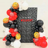 Gaeaspace  -  112Pcs Basketball Sports Balloon Garland Arch Kit Red Black White Latex Balloons for Basketball Theme Party Birthday Decorations