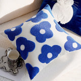 Gaeaspace  -  Cartoon Blue Rabbit Embroidered Pastoral Floral Cushion Cover Pillow Cover for Sofa Bedroom