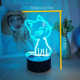 Gaeaspace  -  1pc  Cat  3D Night Light, 3D Optical Illusion Lamp With Touch, 7-Color Changing Ambient Light For Bedroom