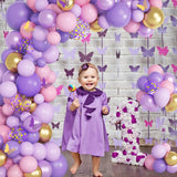 Gaeaspace   -  120 Pieces Pink Confetti Balloons Garland Arch Kit Purple Gold Butterfly Stickers Birthday Baby Shower Wedding Party Decorations