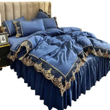 Gaeaspace  - Lace edge bed skirt bed cover matte four piece set, 1.5m 1.8m European style thickened version