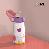 Gaeaspace  -  1pc 350ml 500ml Kids Stainless Steel Straw Thermos Mug with Case Cartoon Leak-Proof Vacuum Flask Children Thermal Water Bottle