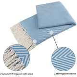 Gaeaspace  -  Outdoor Throw Blankets Herringbone Design Boho Chic Soft Woven Throw Blanket with Decorative Fringe Lightweight for Bed