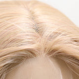 Gaeaspace  -  Blonde T-Part 13X5X1 Lace Front Kanekalon Synthetic Short Straight Wig Invisible Lace Front Preplucked Wig Heat Resistant