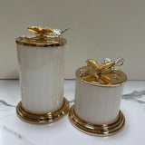 Gaeaspace  -  Delicate Metal Butterfly Candy Jar Storage Box European Cotton Swab Box Nut and Biscuit Jar Storage Container Home Decoration