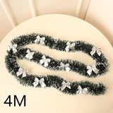 Gaeaspace  -  2/4MGreen Christmas Tree Decoration Ribbon Garland Christmas TreeBar Tops Ornaments Xmas Tinsel Grass Ring Family Reunion Party