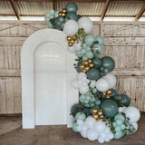 Gaeaspace  -  136pcs Dusty Green Blue Balloon Garland Arch Kit Sand White Beige Balloons for Boho Baby Bridal Shower Wedding Party Decorations