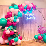 Gaeaspace  -  126pcs Flamingo Tropical Balloons Garland Arch Kit Rose Red Light Pink Cyan Gold Latex Balloon for Hawaiian Luau Party Decors