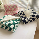 Gaeaspace  -  Vintage Checkerboard Flannel Blanket, Warm Fleece Blanket, Nordic Sofa Nap Blanket, Autumn and Winter