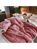 Gaeaspace  - Coral Fleece Autumn Winter Warm Blankets for Bed 3 Layers Thicken Flannel Blanket Quilt Soft Comfortable Warmth Quilts Washable