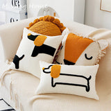 Gaeaspace  -  Cartoon Sausage Dog Embroidered Cushion Cover Pillow Cover for Sofa Bedroom For Kids Child Gift Cosplay