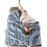 Gaeaspace  -  Thick Imitation Lamb Wool Blanket Winter Double-sided Three-layer Quilted Blanket Skin-friendly Cozy Warm Bed Cover Blanket