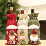 Gaeaspace  -  Christmas Santa Knitted Wine Bottle Case Elk Snowman Red Wine Champagne Bottle Cloth Merry Christmas Decor Happy New Year