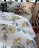 Gaeaspace -  Fashion fresh green yellow flower bedding set,full queen king french floral cotton home textile bed sheet pillowcase duvet cover