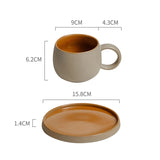 Gaeaspace  - 250ml European Ceramic Coffee Cup Dish Vintage Stoneware Couple Mug Afternoon Camellia Tea Coffee Cup Breakfast Milk Mug Gifts