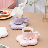 Gaeaspace  -  Ceramic coffee cups and exquisite mugs and saucers set girls' high-value cherry blossom cups are luxurious and luxurious.