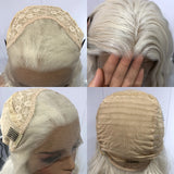 Gaeaspace  -  Wig Straight Synthetic Lace Front Wig Glueless Wig Long Blonde Synthetic Hair Lace Wigs for Women Platinum White Blonde