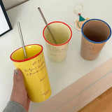 Gaeaspace  -  Luxury Korean Coffee Cup With Straw Aesthetic Ceramic Mug For Tea Milk Water Juice Mocha Lover Breakfast Cup Birthday Gift 450ml