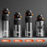 Gaeaspace  -  1000ml/1500ml High Quality Tritan Material Water Bottle With Straw Portable Durable Gym Fitness Outdoor Sport Drinking Bottle