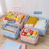 Gaeaspace  -  Folding Portable Plastic Storage Box with Lid Dormitory Household Sundries Clothes Books Organizer Container Car Stackable Case