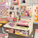 Gaeaspace  -  Kawaii Hook Drawer Type Hole Board Small Card Stand Display Desktop Idol Storage Box Desk Stationery Organization Storage Rack