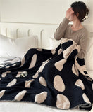 Gaeaspace  -  Two-sided Velvet Nap Cover Blanket Casual Blanket Multi-functional Sofa Blanket Simple Black and White Autumn and Winter Half-s