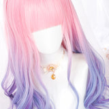 Gaeaspace  -  Long Wavy Synthetic lolita Wig Pink Gradient Blue/Purple Cosplay Wig With Bangs For Women