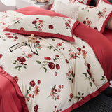 Gaeaspace  -  100s Egyptian Cotton Bedding Set Queen King Ru Double Size Print Bed Linens Blanket Cover Sheet Pillowcase